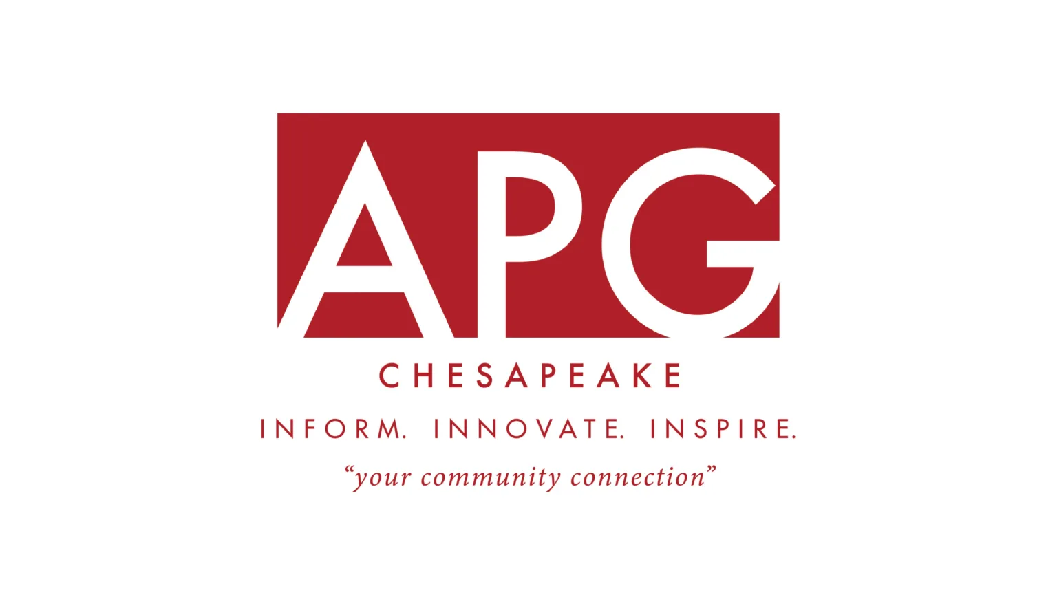Logo: APG Chesapeake, Inform. Innovate. Inspire. your community connection