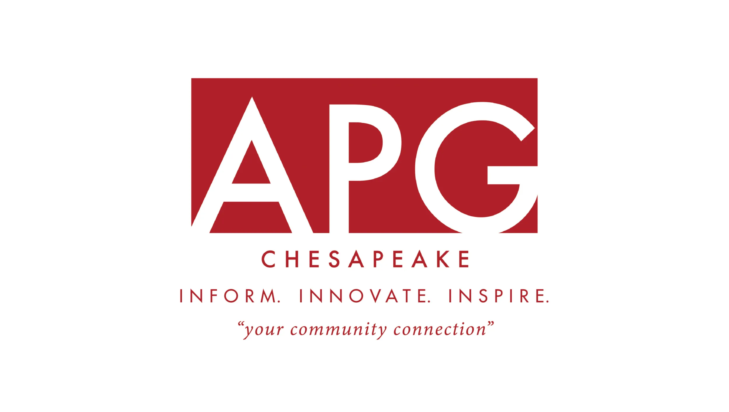Logo: APG Chesapeake, Inform. Innovate. Inspire. your community connection