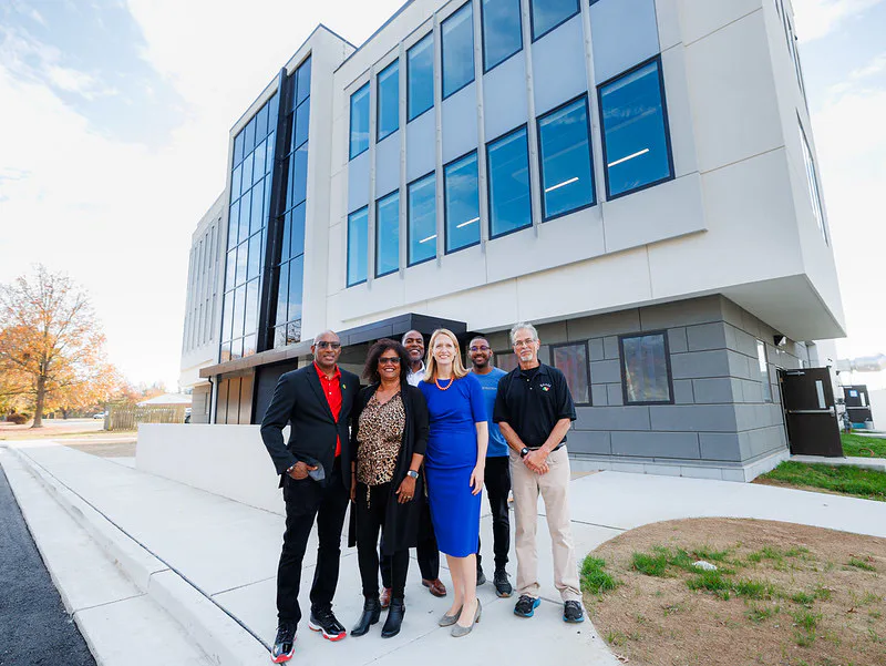 Maryland Comptroller Brooke Lierman, in blue, recently toured the new BAAM Academic Center. 