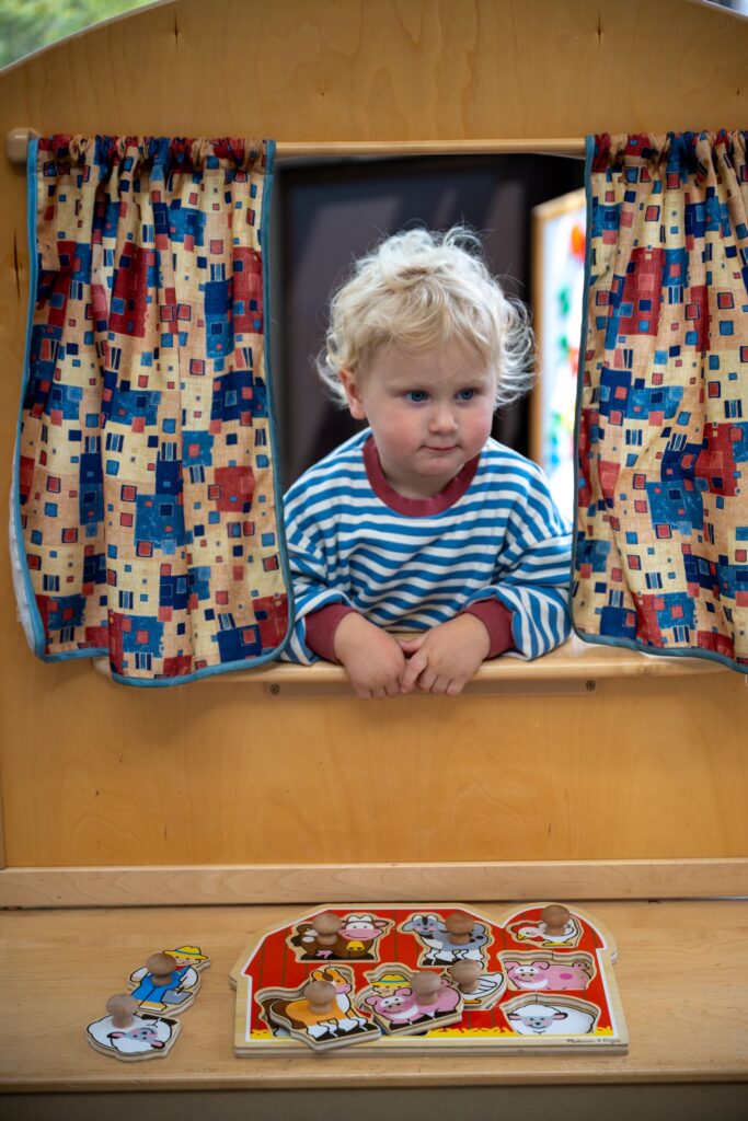 A boy playing at the Talbot County Free Library
